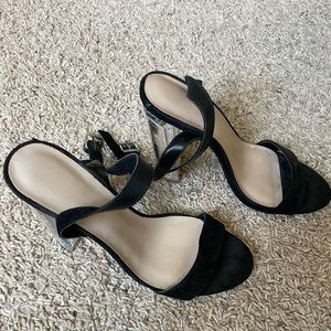 Clear black heels